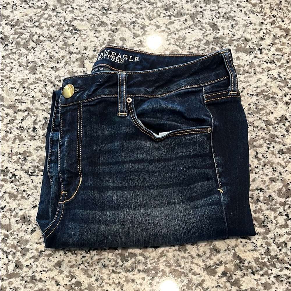 American Eagle Outfitters Women's Dark Blue Skinny Jeans Super Stretch Size 16